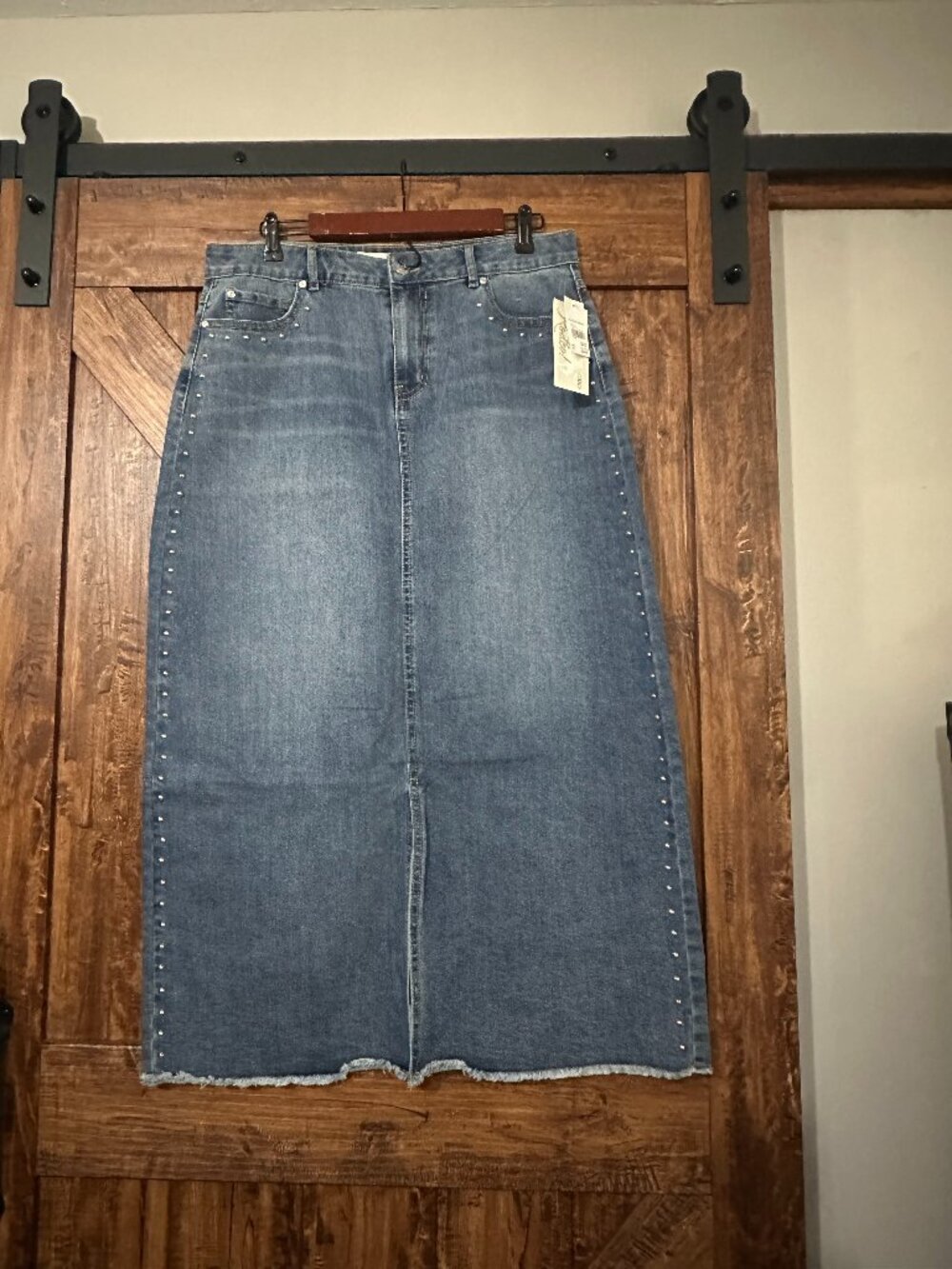 CATO studded denim maxi skirt 12 NWT